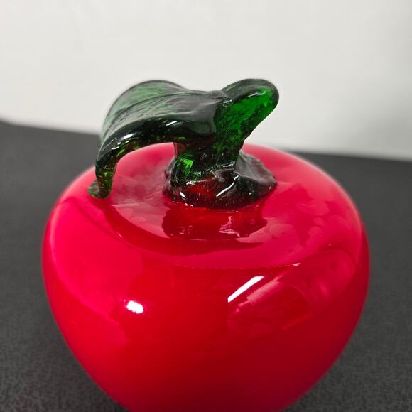 Hand Blown Glass Apple Paper Weight - Picture 2 of 5
